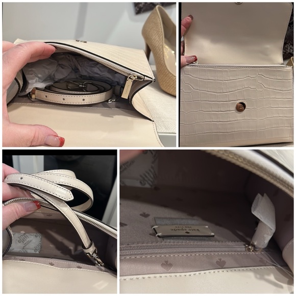 KATE SPADE New York Croc Embossed Leather Top Handle Satchel in Bone, NWT - Picture 11 of 16